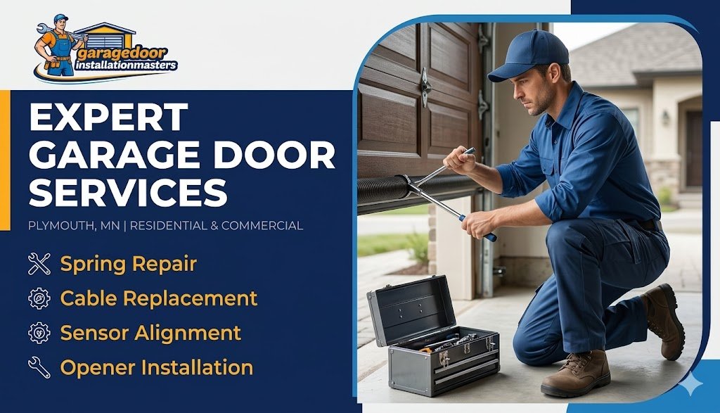 Professional technician providing garage door repair plymouth mn for Garage Door Installation Masters.
